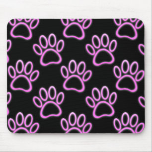 Tapis De Souris Empreinte de patte de chien de Néon rose