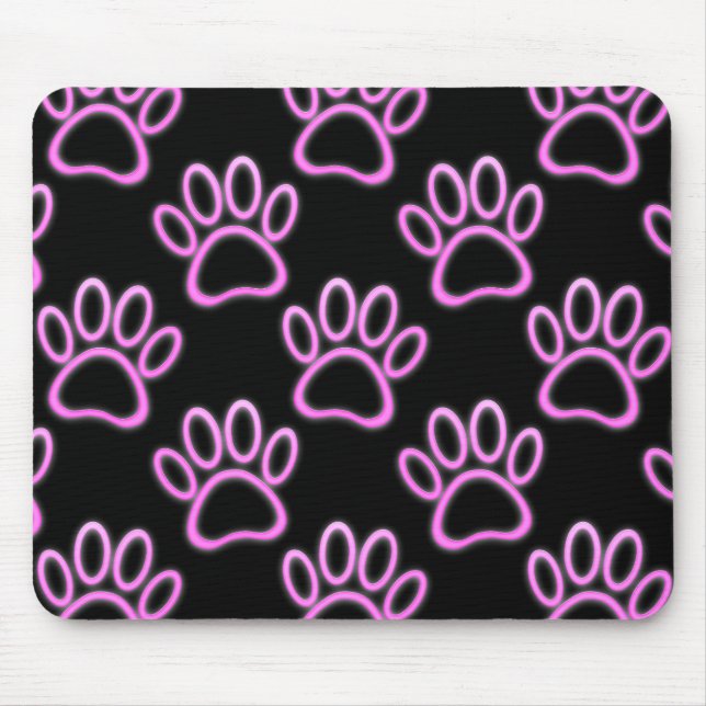 Tapis De Souris Empreinte de patte de chien de Néon rose (Devant)