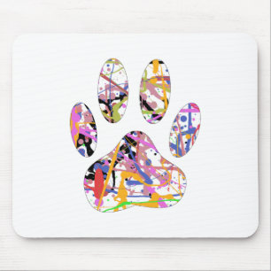 Tapis De Souris Empreinte de patte de chien de peinture