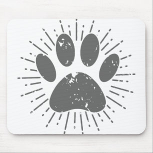 Tapis De Souris Empreinte de patte de chien de rayon de soleil en