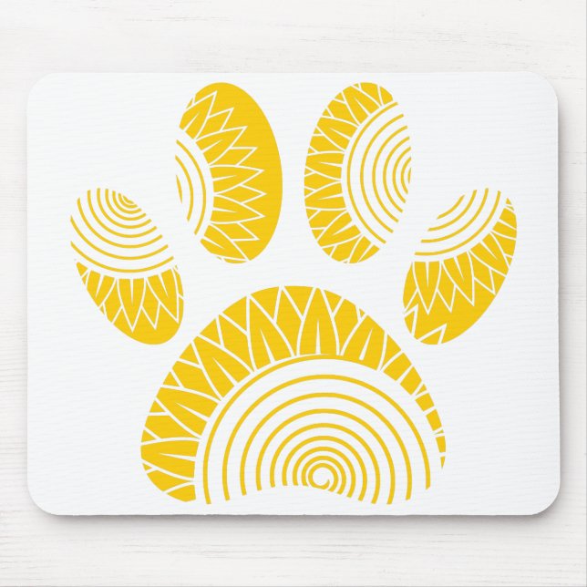 Tapis De Souris Empreinte de patte de tourterelle jaune (Devant)