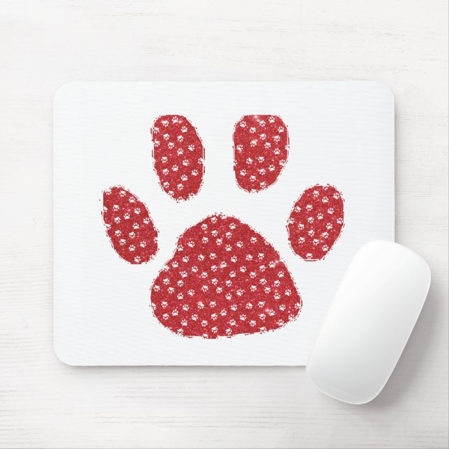 Tapis de souris empreinte de patte pailletée (Avec souris)