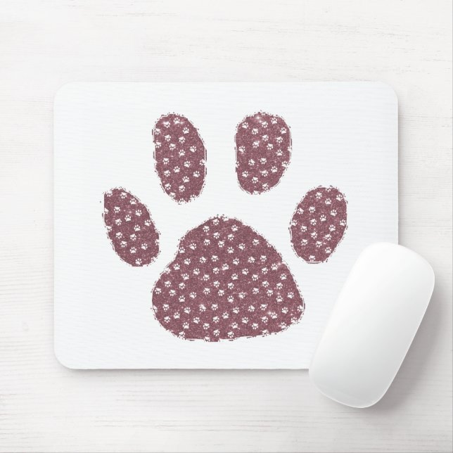 Tapis de souris empreinte de patte pailletée (Avec souris)