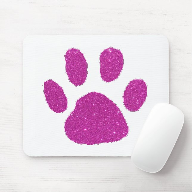 Tapis de souris empreinte de patte pailletée (Avec souris)