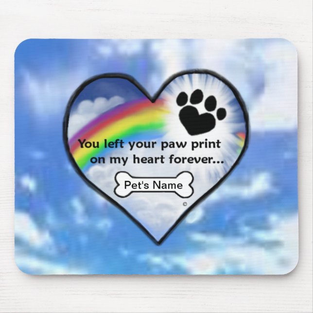 Tapis De Souris Empreinte de patte sur mon coeur (Devant)