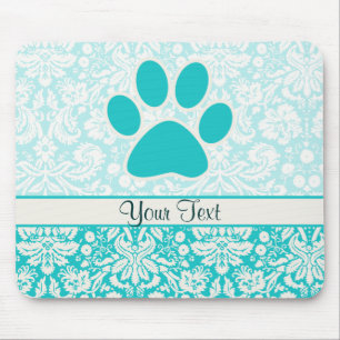 Tapis De Souris Empreinte de patte turquoise