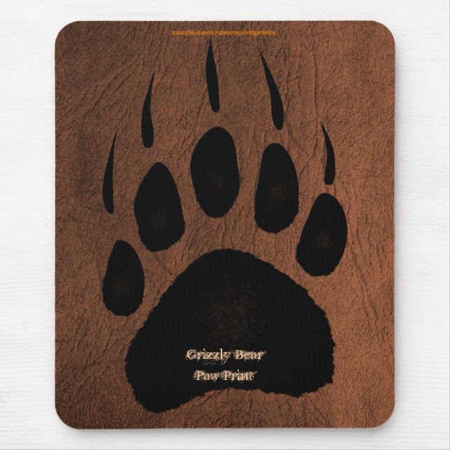 Tapis De Souris Empreinte grizzlée d'ours sur Faux Leather Mousepa (Devant)