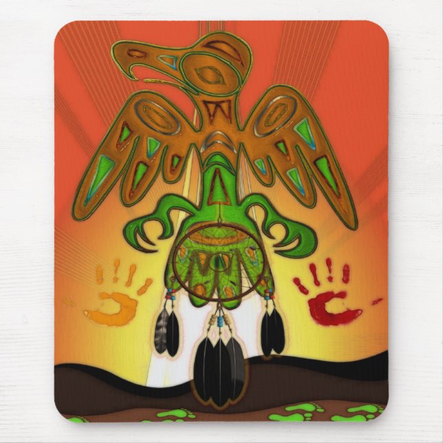 Tapis De Souris Empreinte Inspiré par les Amérindiens (Devant)
