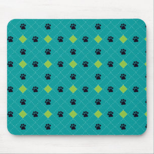 Tapis De Souris Empreintes de pattes à motifs de losanges verts