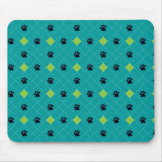 Tapis De Souris Empreintes de pattes à motifs de losanges verts
