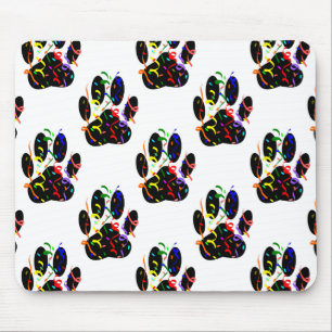 Tapis De Souris Empreintes de pattes Confetti Et Motif Party Strea