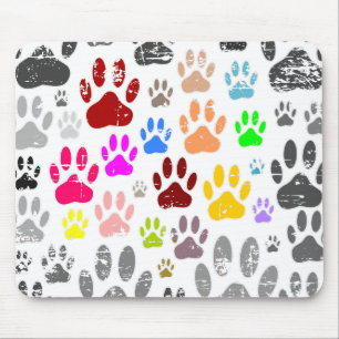 Tapis De Souris Empreintes de pattes de chien en colère colorés su