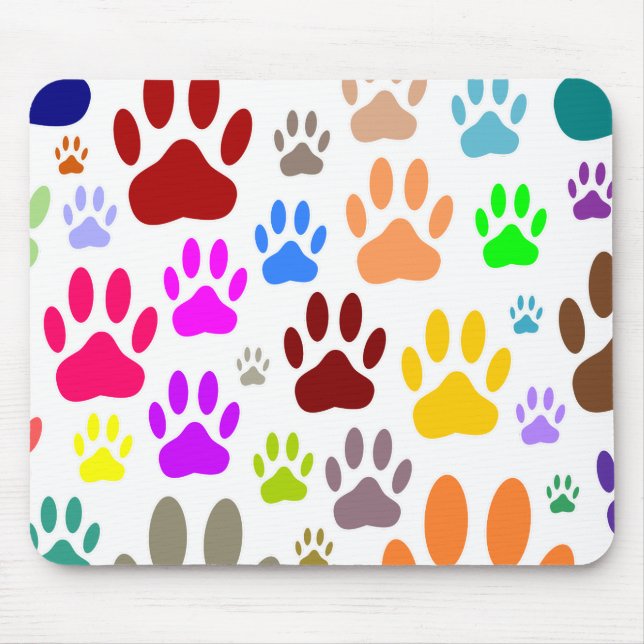 Tapis De Souris Empreintes de pattes de chiens partout (Devant)