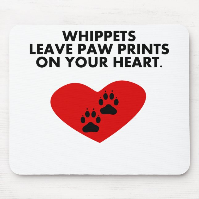 Tapis De Souris Empreintes de pattes de congé de whippets sur (Devant)