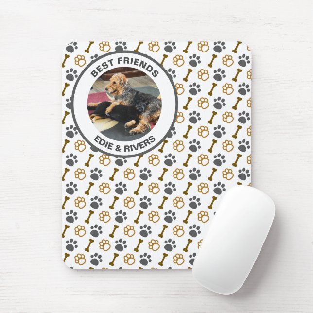 Tapis de souris empreintes de pattes et os de chie (Avec souris)