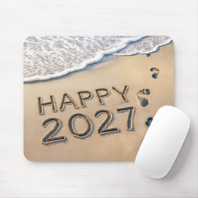 Tapis De Souris Empreintes de plage Nouvel An 2027 (Avec souris)