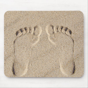 Tapis De Souris Empreintes Pieds Nus Dans Le Sable Souris Pad