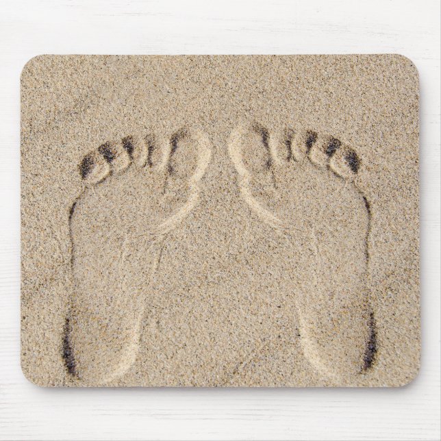 Tapis De Souris Empreintes Pieds Nus Dans Le Sable Souris Pad (Devant)