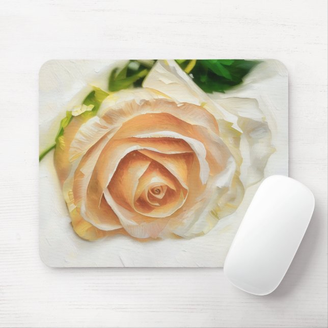 Tapis de souris en art de fleur de rose pêche (Avec souris)