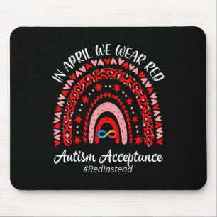 Tapis De Souris En Avril Nous Portons Rouge Arc-En-Ciel Autisme Ro