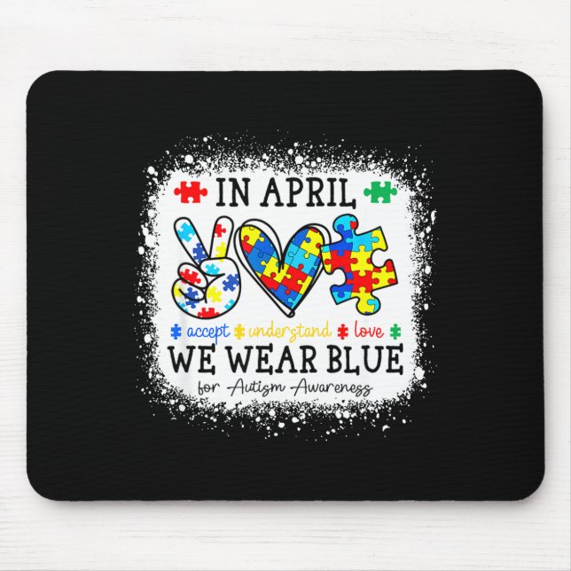 Tapis De Souris en avril Porter du bleu Mois de la sensibilisation (Devant)