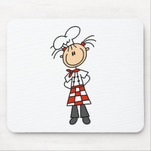 Tapis de souris en forme de fille cuisinière en bâ