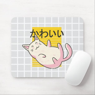 Tapis de souris en grille de chat japonais Kawaii