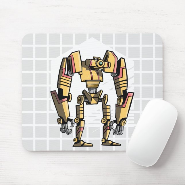 Tapis de souris en grille de robot Mecha Sci-Fi (Avec souris)