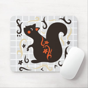 Tapis de souris en grille écureuil mignon art folk