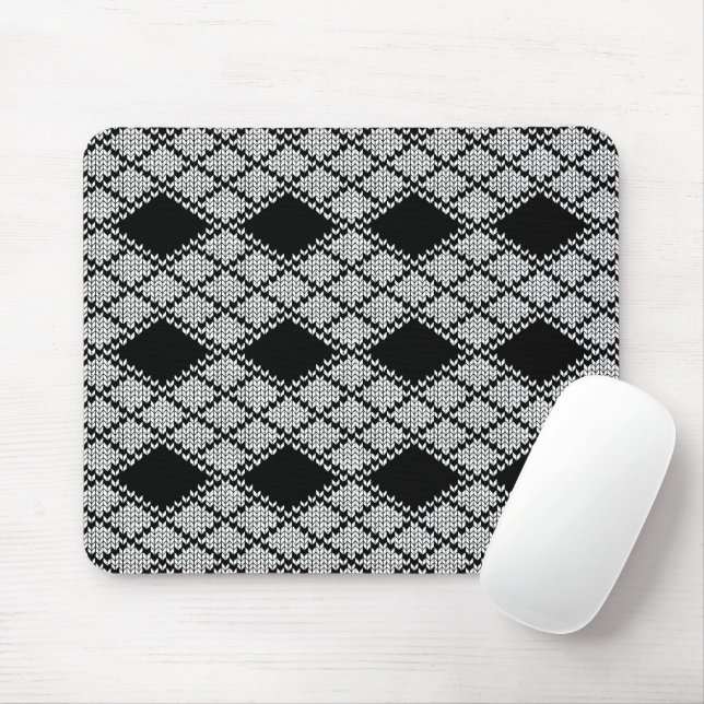 TAPIS DE SOURIS EN MAILLE ARGYLE NOIR (Avec souris)