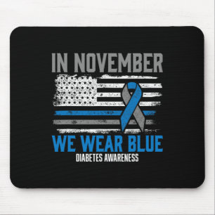 Tapis De Souris En novembre, nous avons Wear Blue T1D T2D Diabète