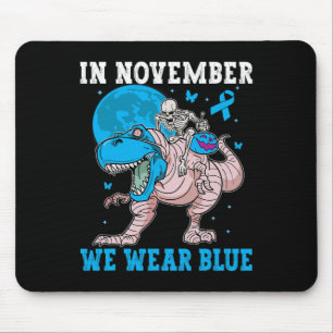 Tapis De Souris En Novembre Nous Portons Bleu Diabète Trex Dino En
