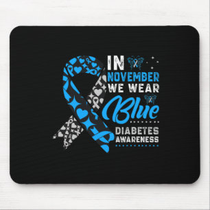 Tapis De Souris En Novembre, Nous Portons Le Ruban Bleu T1D T2D Di