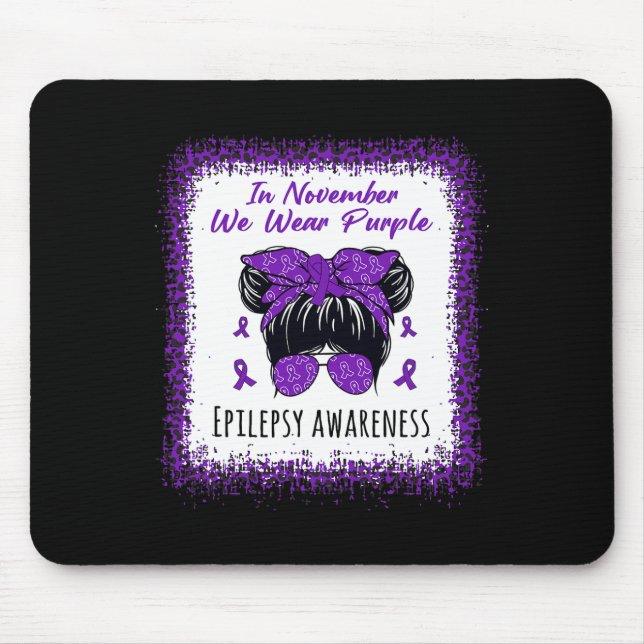 Tapis De Souris En Novembre Nous Portons Purple Messy Bun Epilepsy (Devant)
