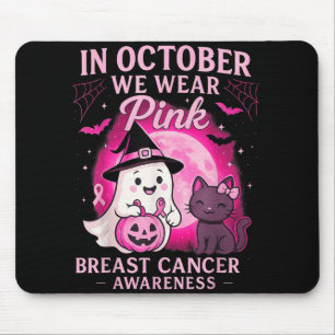 Tapis De Souris En Octobre Nous Portons Pink Boo Chat Cancer du Se
