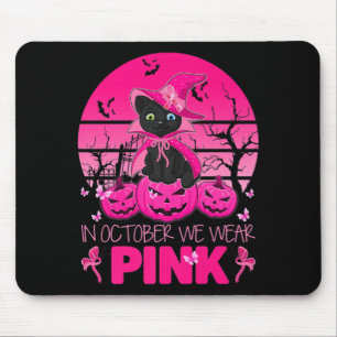 Tapis De Souris En Octobre Nous Portons Pink Cute Chat Halloween B