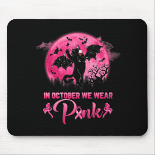 Tapis De Souris En Octobre Nous Portons Pink Fun Chat Halloween Br