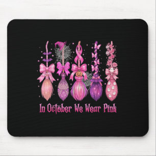 Tapis De Souris En Octobre Nous Portons Une Sorcière Rose Broom Ha