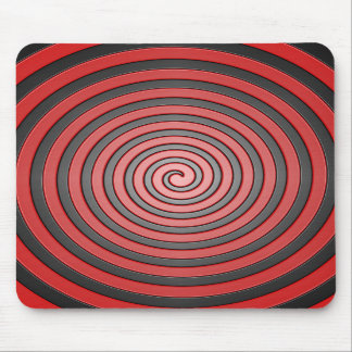 Tapis de souris en spirale hypnotique rouge et