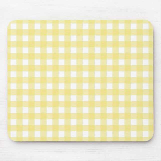 Tapis De Souris En vichy jaune pâle et blanc (Devant)