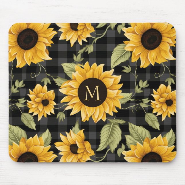 Tapis De Souris en vichy Motif tournesol (Devant)