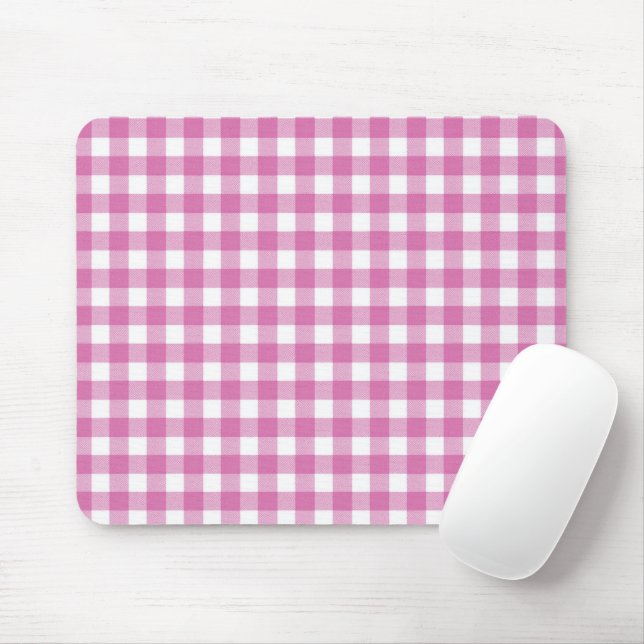 Tapis De Souris En vichy rose et blanc (Avec souris)