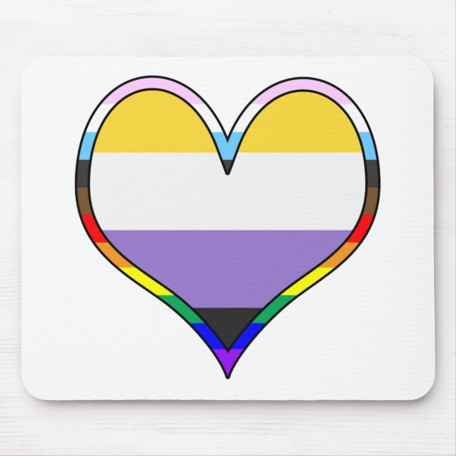 Tapis De Souris Enby Pride Heart (Devant)