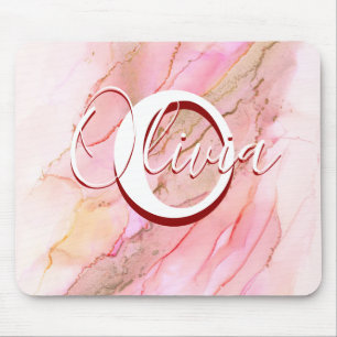 Tapis De Souris Encre D'Alcool Fluide Rose Doux