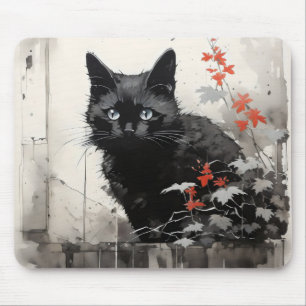 Tapis De Souris Encre de chat noir