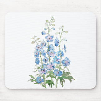 Tapis De Souris encre de delphinium violet bleu et aquarelle