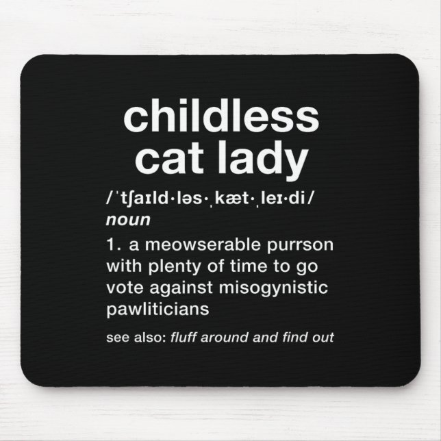 Tapis De Souris Enfant Chat Lady Funny Dictionnaire Définition (Devant)