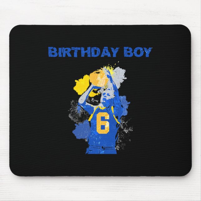 Tapis De Souris Enfant De 6 Ans Garçon Bleu Et Jaune Basketbal (Devant)