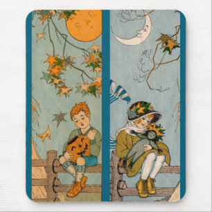 Tapis De Souris Enfant et fille des années 1920 en automne
