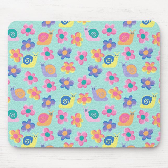 Tapis de souris enfant filles petite fleur escargo (Devant)